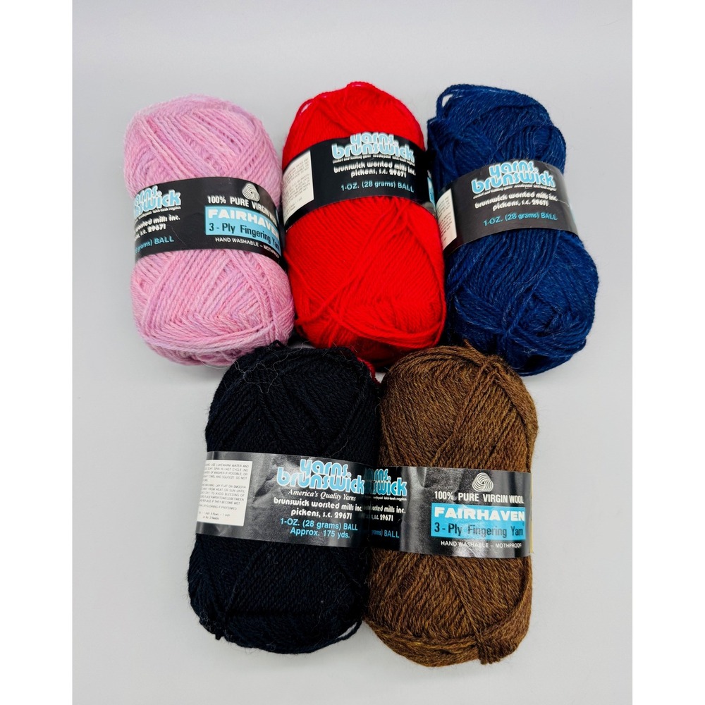 Brunswick Fairhaven 3 Ply Fingering Yarn 5 Skeins Pure Virgin Wool